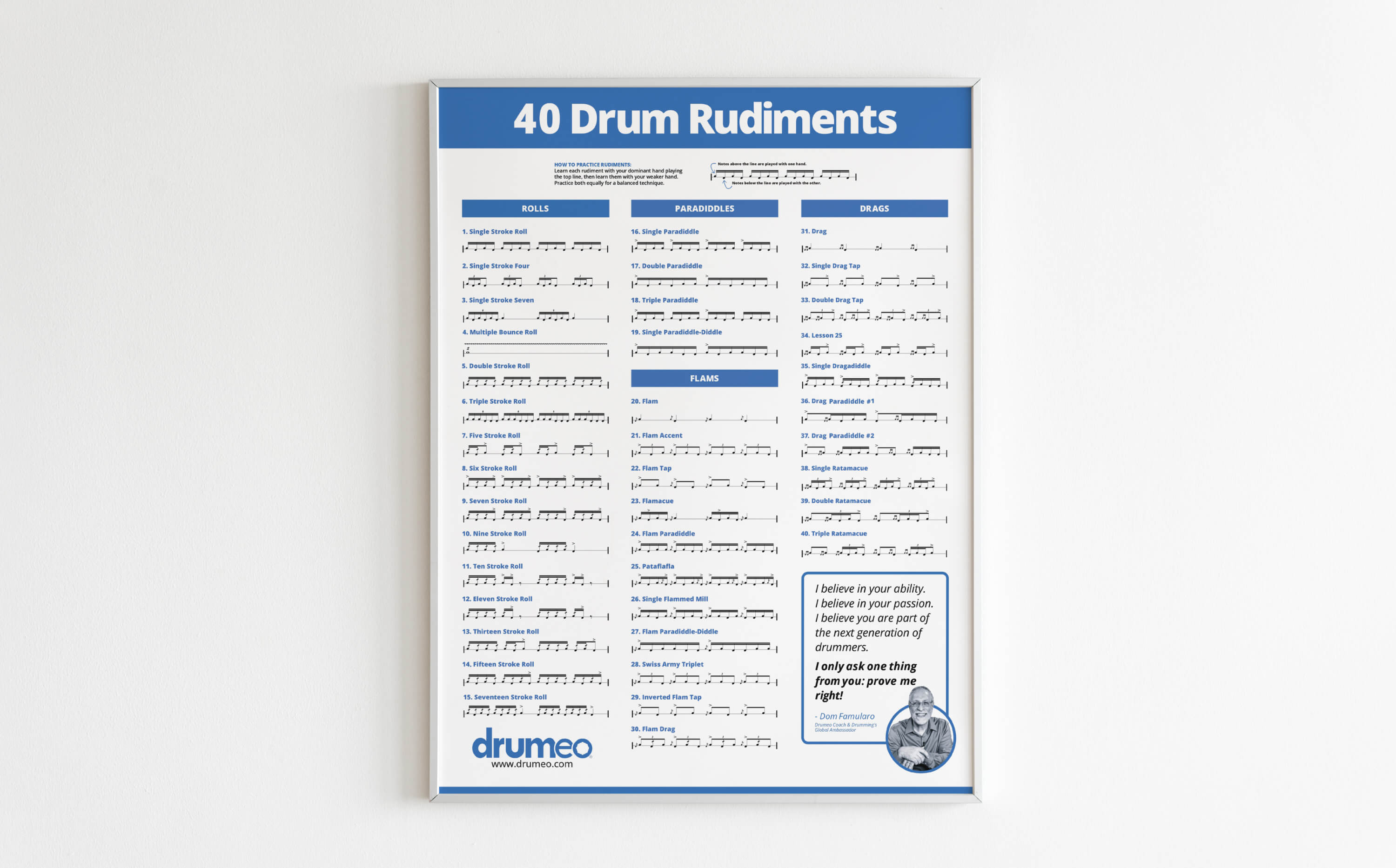 50 Rudiments Drumeo Rudiments Poster – Musora