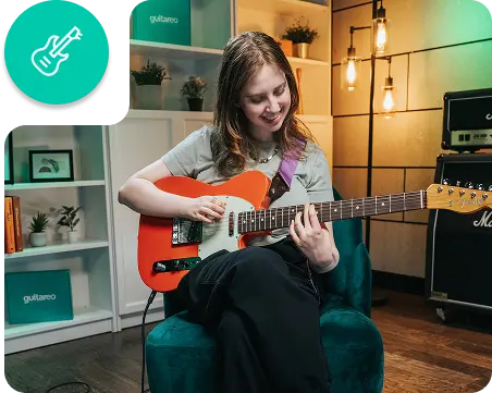 Woman plays guitar